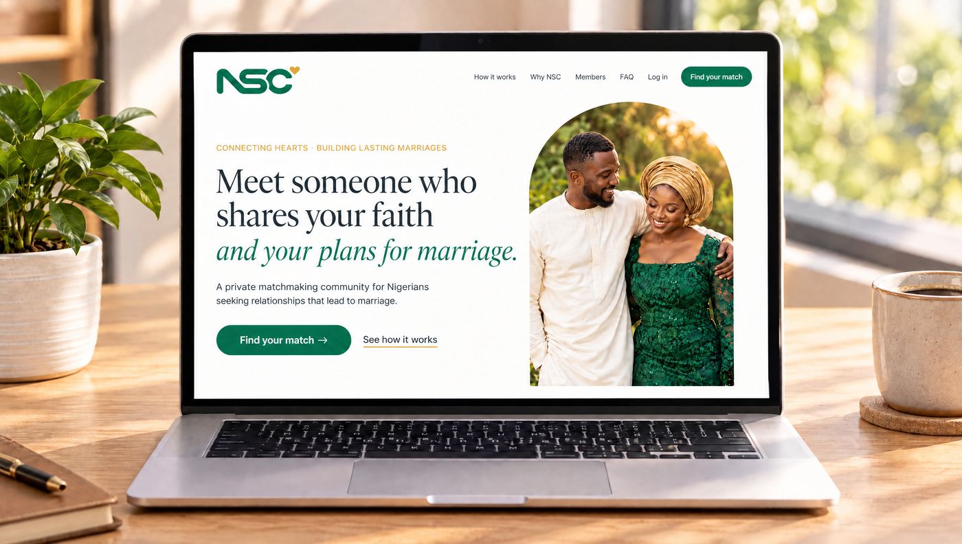 The NSC homepage on a laptop
